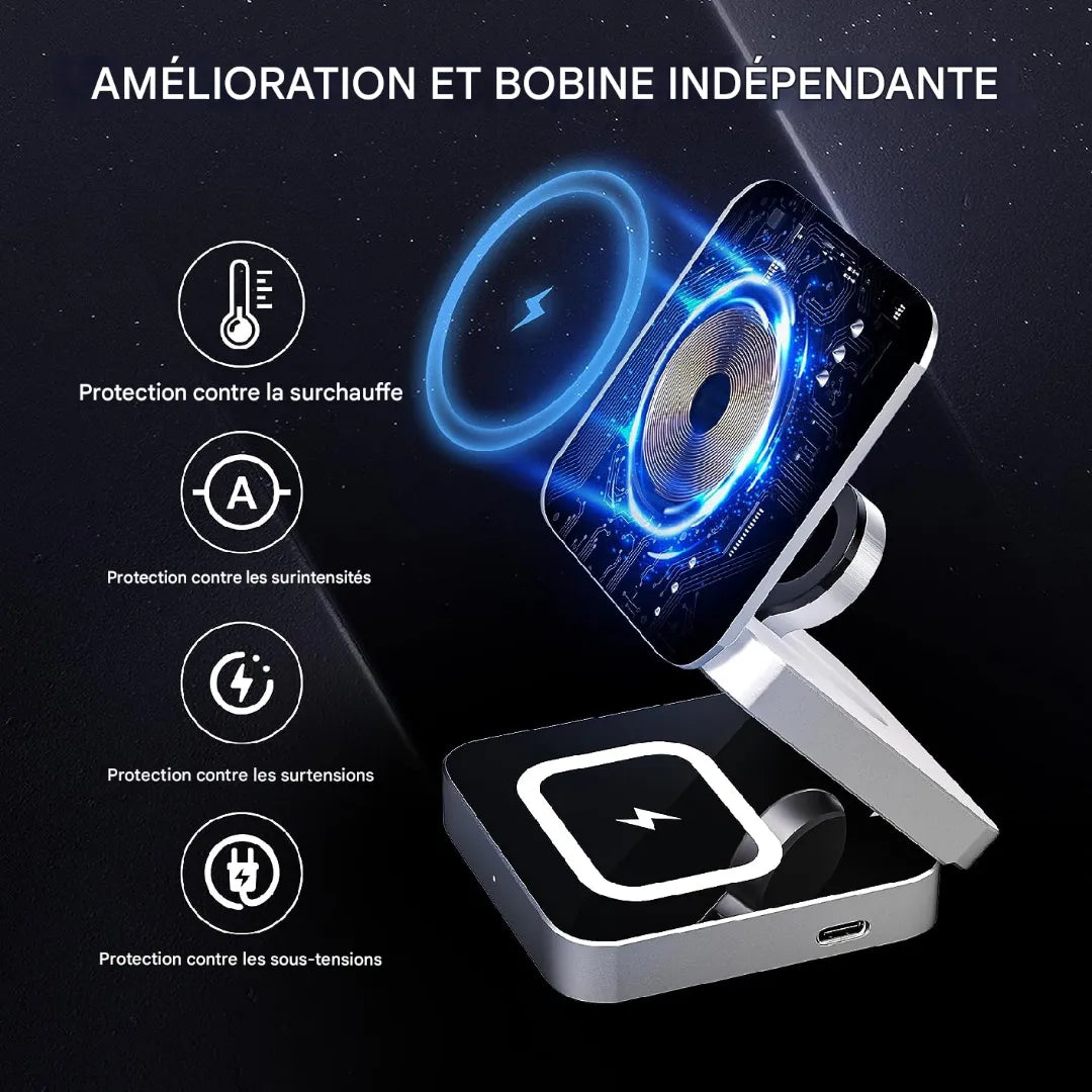 Chargeur sans Fil 3 en 1 Pliable pour iPhone