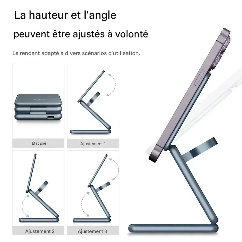 Station de Charge Sans Fil 3 en 1 Magnétique Pliable pour iPhone
