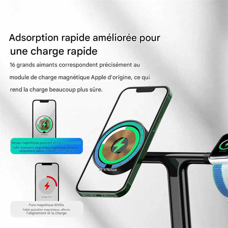 Chargeur magnétique 20W sans fil 3 en 1 pour iPhone