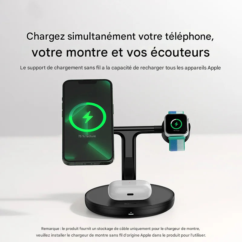 Chargeur magnétique 20W sans fil 3 en 1 pour iPhone