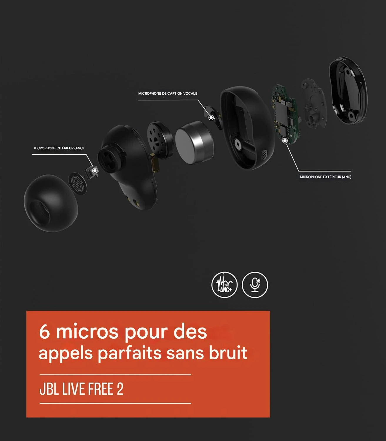 JBL LiveFree 2 – Écouteurs Sans Fil avec Réduction de Bruit