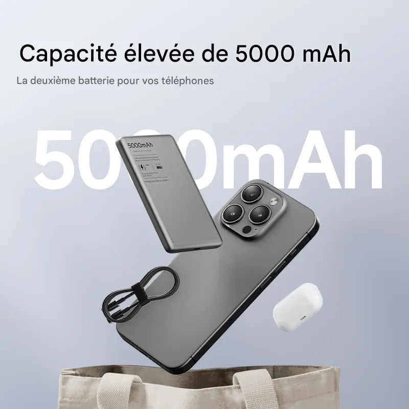 Batterie externe magnétique 5000mAh pour iPhone