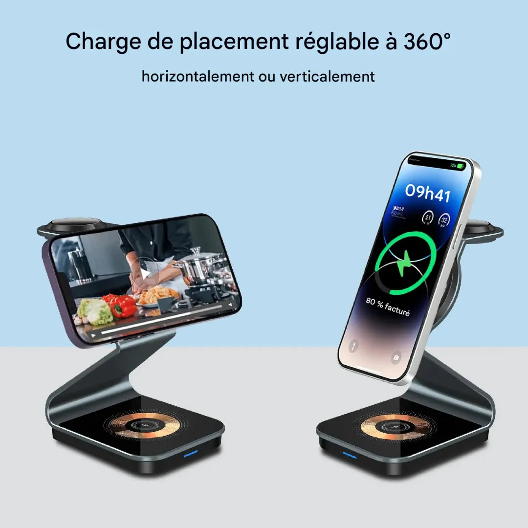 Station de charge rapide sans fil 3 en 1 Pour Iphone