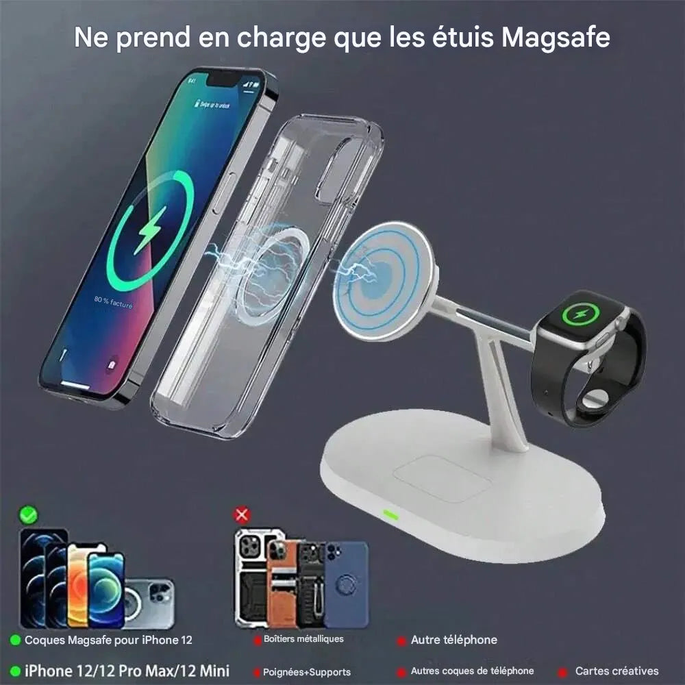 Chargeur sans Fil 3-en-1 Charge Rapide pour iPhone