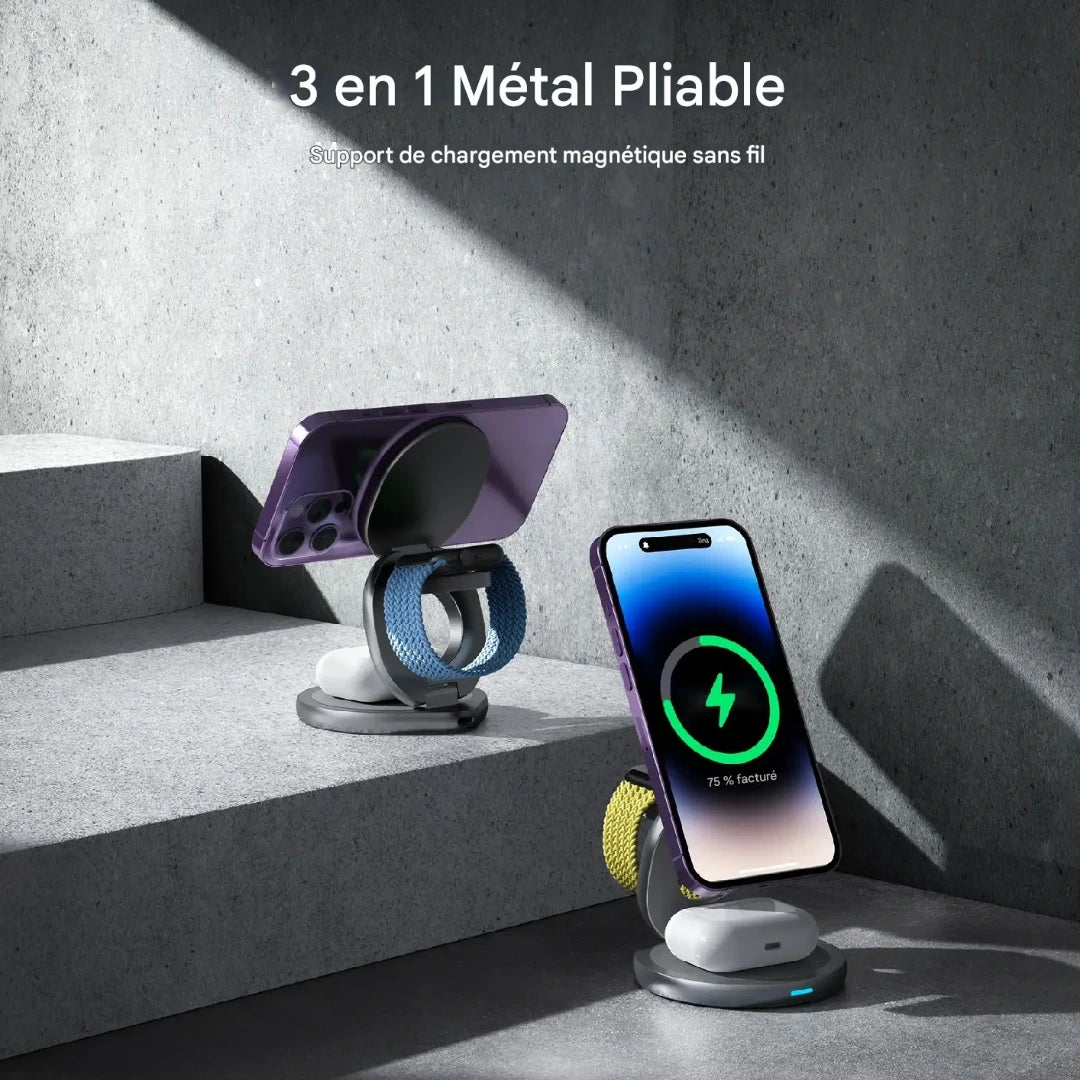 Chargeur 3-en-1 Pliable 360° pour iPhone