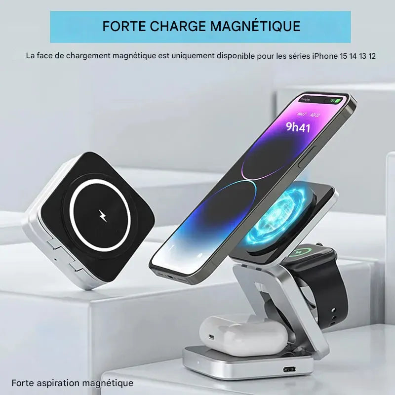 Chargeur sans Fil 3 en 1 Pliable pour iPhone