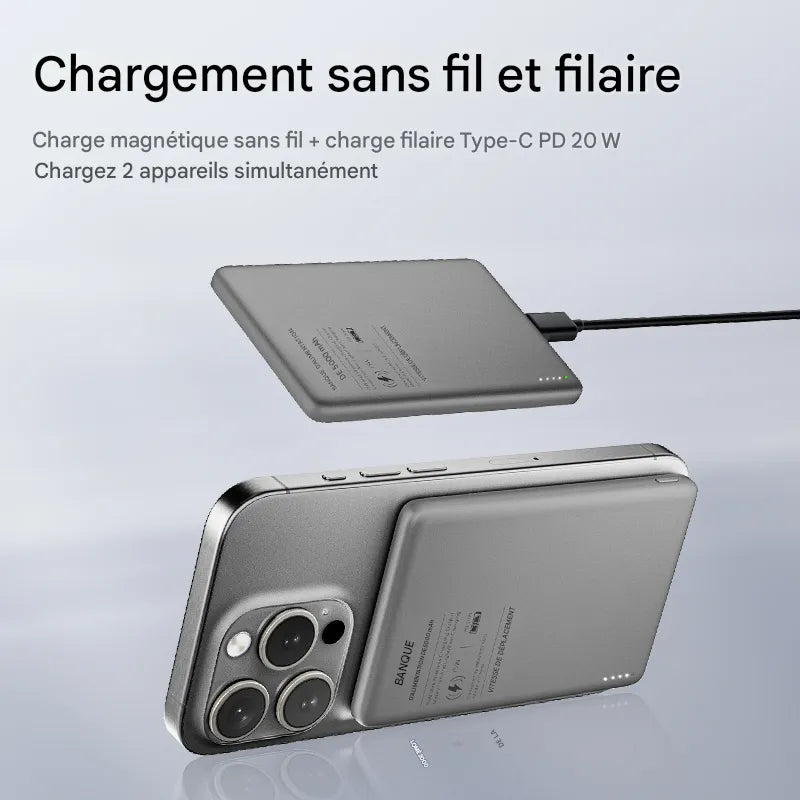 Batterie externe magnétique 5000mAh pour iPhone